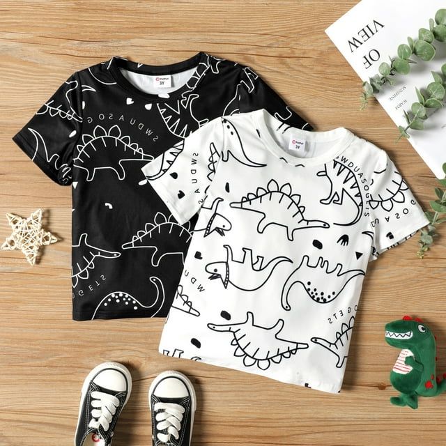 PatPat Toddler Boy Animal Dinosaur Short-sleeve Tee,Sizes 18M-6Y