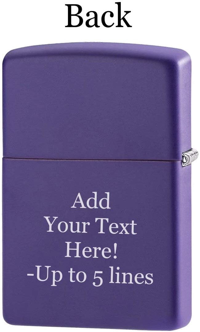 Zippo Lighter - Personalized Message Engraved Customized Purple Matte with Logo #237ZL