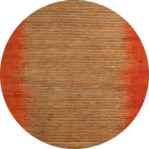 Ahgly Company Machine Washable Indoor Round Abstract Red Area Rugs, 6' Round