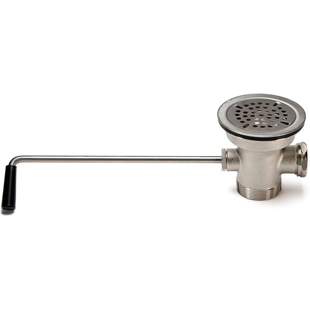  Brass 3.5inch Sink Drain Waste Drain Valve with Twist Handle Brass Nickel Plated Fits