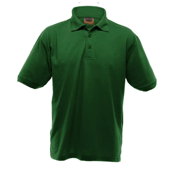 UCC Polo Pique grueso de manga corta Modelo 50 50 Heavweight Hombre Caballero Verano Deporte Verde botella Ultimate Clothing Collection UTBC1195 bottlegreen Bodega Aurrera en linea