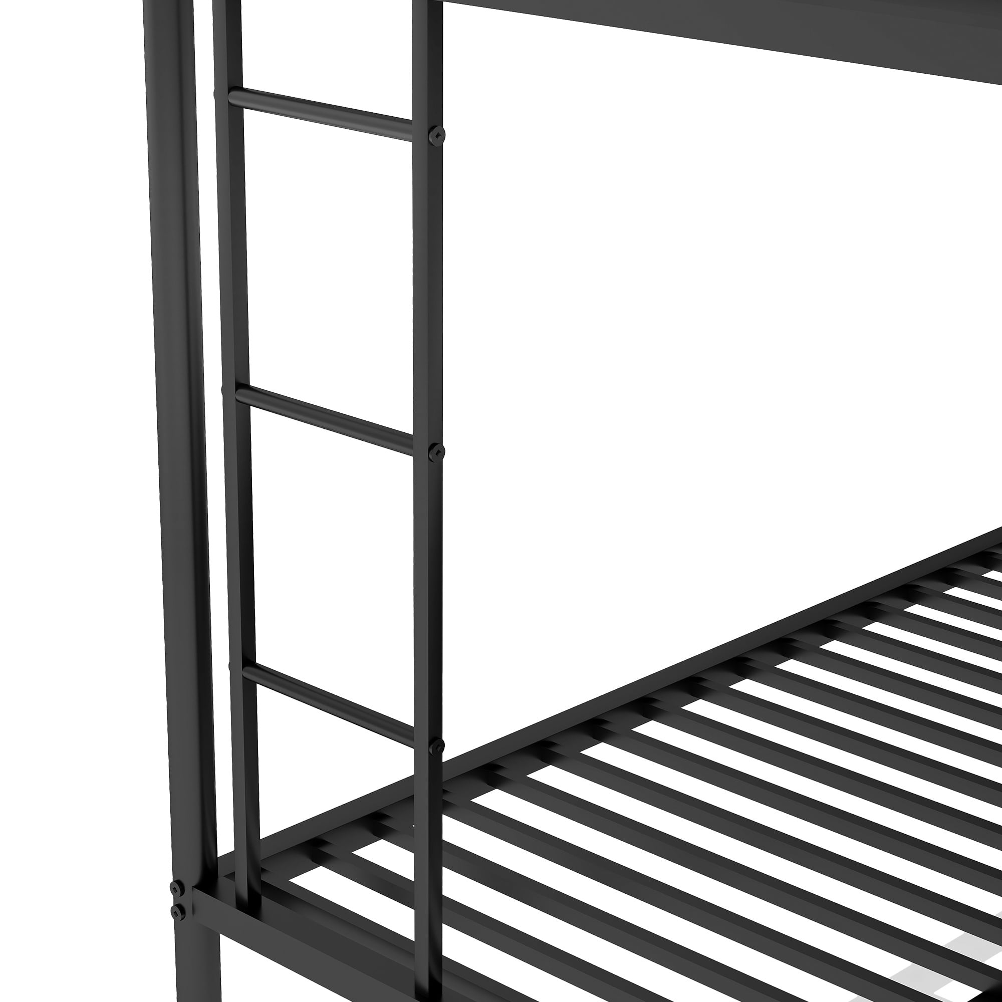PORKISS Metal Twin Over Full Bunk Beds with Trundle Bed, Bunk Beds for Kids Teens Adults with Ladders, No Box Spring Needed, Black
