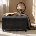 thumbnail image 3 of S-HOME Classic Tufted Design Storage Ottoman With Nailhead Trim 30 Inch Square Upholstered Footstool For Living Room Or Bedroom Decor, Black, 3 of 10