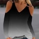 thumbnail image 1 of ICHUANYI Clearance Women Sexy T- Shirt Cold Shoulder Pullover Blouse V-Neck Long Sleeve Print Tops(Black, XL) ICHUANYI WER2023080712242, 1 of 5