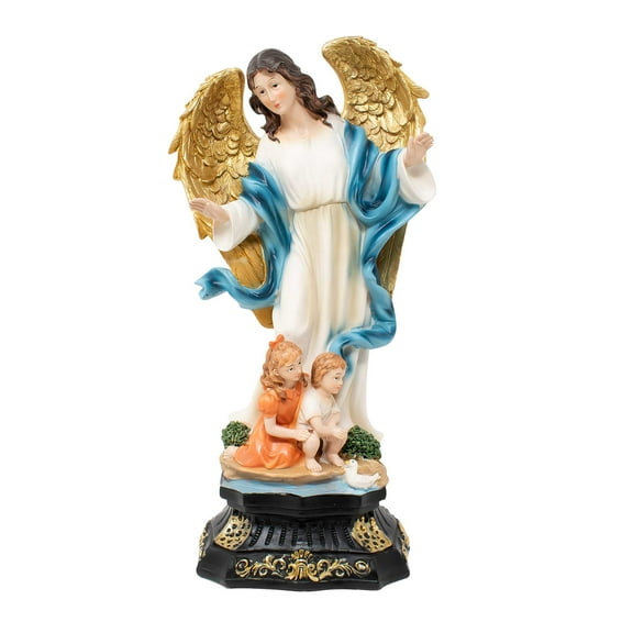 Guardian Angel Resin Statue | Angel de la Guarda | Multiple Sizes | Church, Home Decor, Gifts | Spanish Name Engraved (Mx14"Inches)
