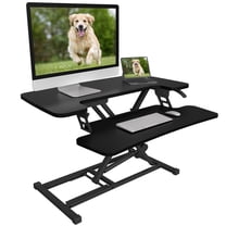 PINDEE Standing Desk Converter 32" Wide Height Adjustable Sit Stand Riser, Small Size Desktop Workstation with Keyboard Tray for Home and Office