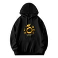 thumbnail image 1 of Women's Long Sleeve Hoodie Pullover Sweatshirt with Front Pocket Yellow Dragon & Flower Design Relaxed Fit with Drawstrings, 1 of 7