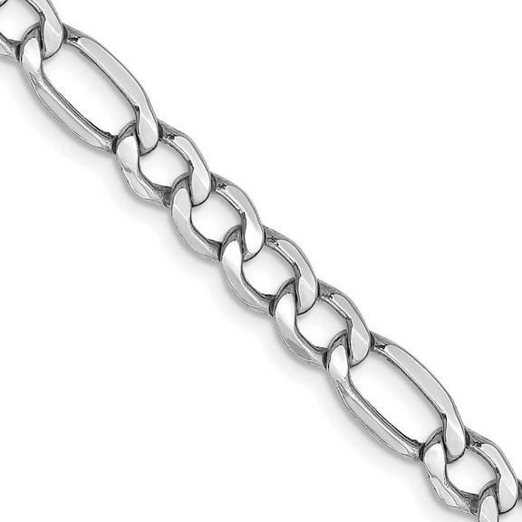 Auriga Fine Jewelry 14K White Gold 5.75mm Figaro Chain Necklace 16 inch for Women