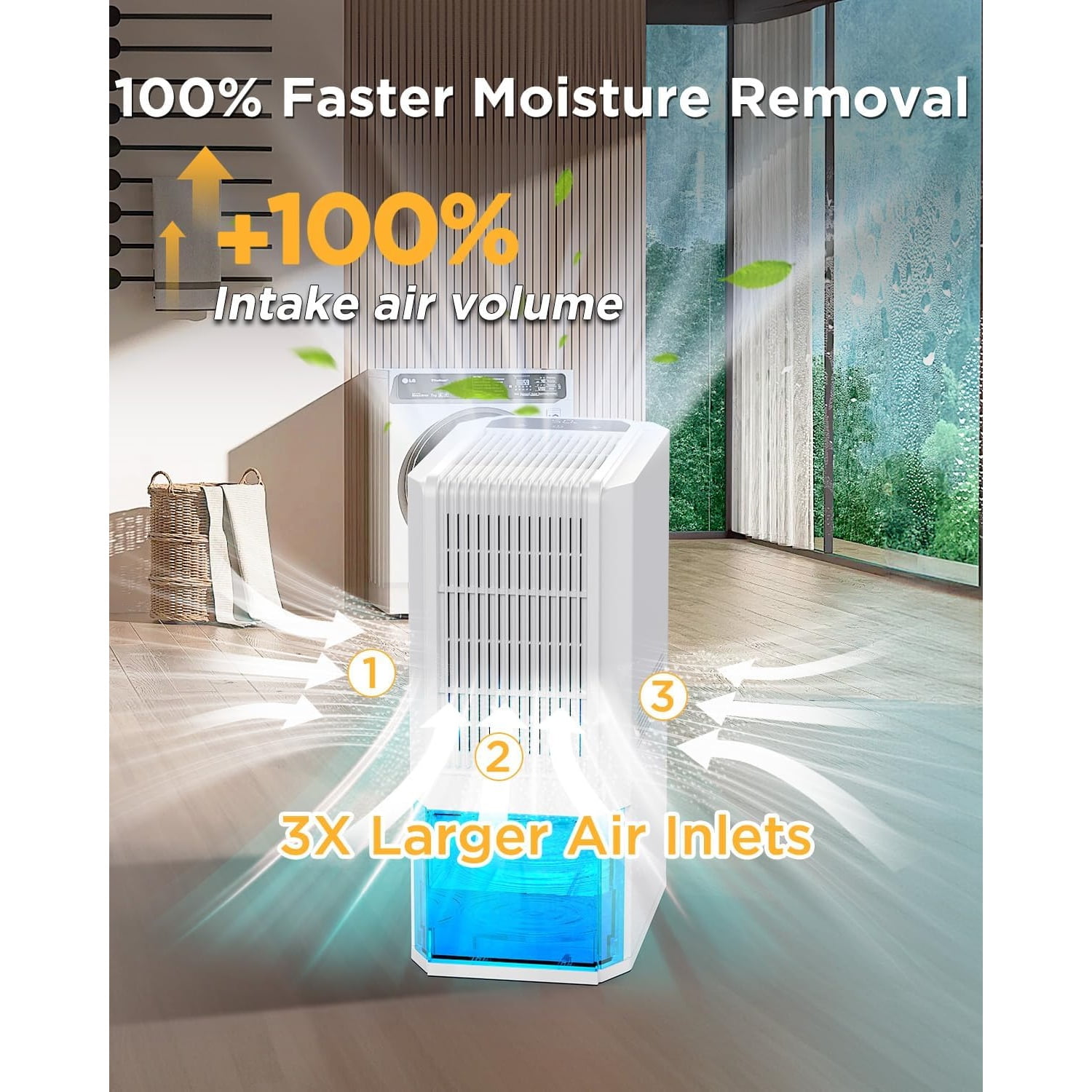 Dehumidifier for Home 1100 Sq.Ft, Max 45 OZ/D Quiet Dehumidifiers for Bedroom Bathroom with Auto Shut Off, Dual-Semiconductor Dehumidifiers for RV Energy Efficient 7 Color Light