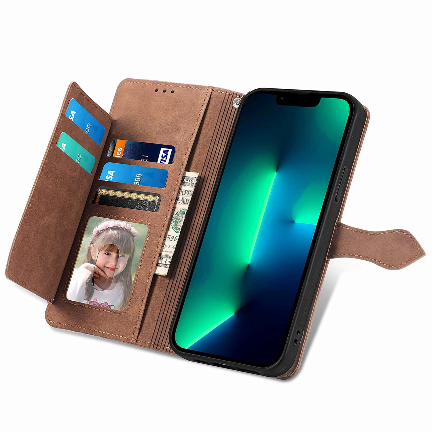 ETFAST Wallet Multi Card Slot Flip Zipper Leather Case For OPPO Reno 11Pro 11F Reno 10 Pro Plus Reno 9 Pro Plus 8Pro 8Lite 8T Reno 7 Pro 6 Pro Plus Reno 5 5A 5F 5Lite 5Z Phone case