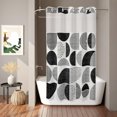 thumbnail image 2 of No Hook Shower Curtain, Black Ombre Geometric Shower Curtains for Bathroom with See Through Top Window, Middle Century Vintage Abstract Art Waterproof & Washable Bath Curtain Small Stall 36"x78", 2 of 9