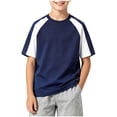 thumbnail image 1 of GreatBaby T-Shirt Raglan pour Garçons à Blocs de Couleur, Manches Courtes, Col Ras du Cou, Coton, T-Shirt Décontracté, Respirant, Confortable, Haut pour Enfants, École et Usage Quotidien, 1 of 6