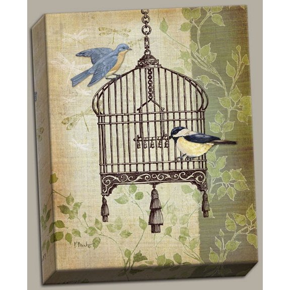 Canvas Botanical Birdcage II Room Fun Ad Art European Europe France Wall Art Picture French 11x14