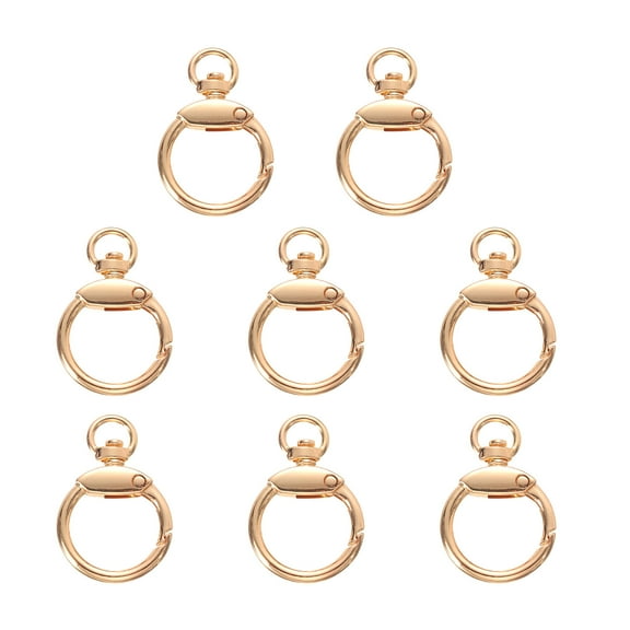 UXcell 8pcs Spring O Ring Clip, Metal Spring Clasp Key Ring, Keychain Snap Buckle Accessories for DIY Crafts, Gold