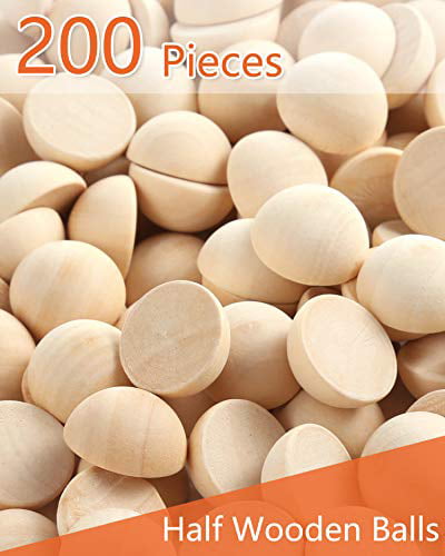 Pllieay 200 Pieces Half Craft Balls Natural Half Wooden Balls Unfinished Split Wood Beads for DIY Project Art and Craft Supplies 20mm 