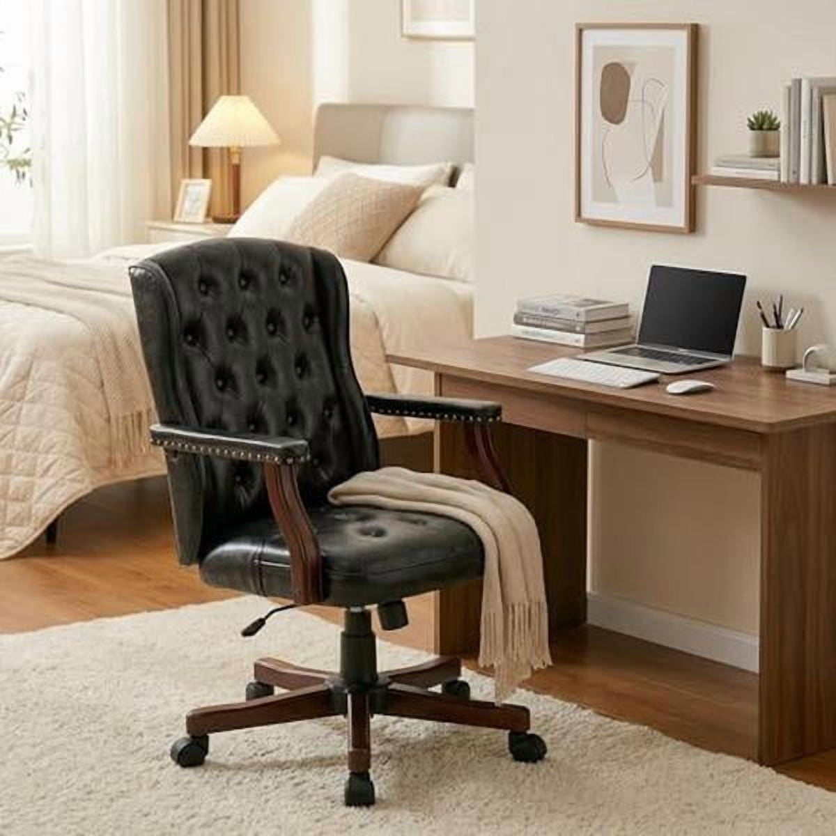dark green wingback leather swivel product
