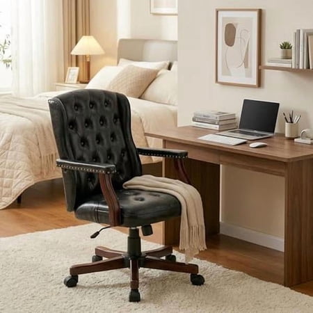 dark green wingback leather swivel product