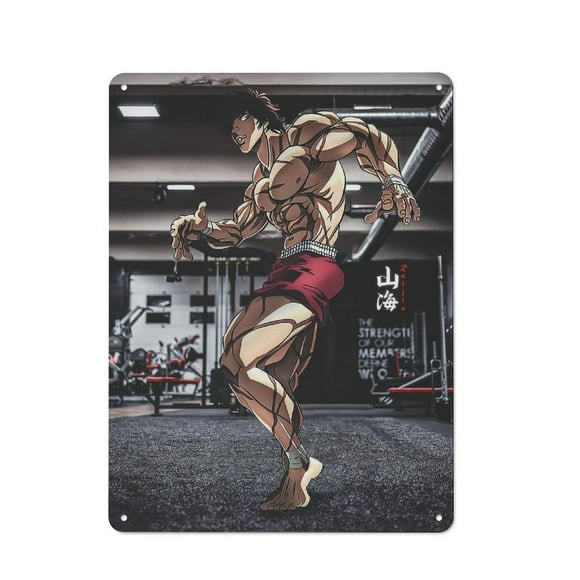 Hanma Baki Hanging Picture Tin Hanging Picture Wall Poster Metal Painting Creativity Poster Home Decor Painting Anime Goods Gift 40x30cm