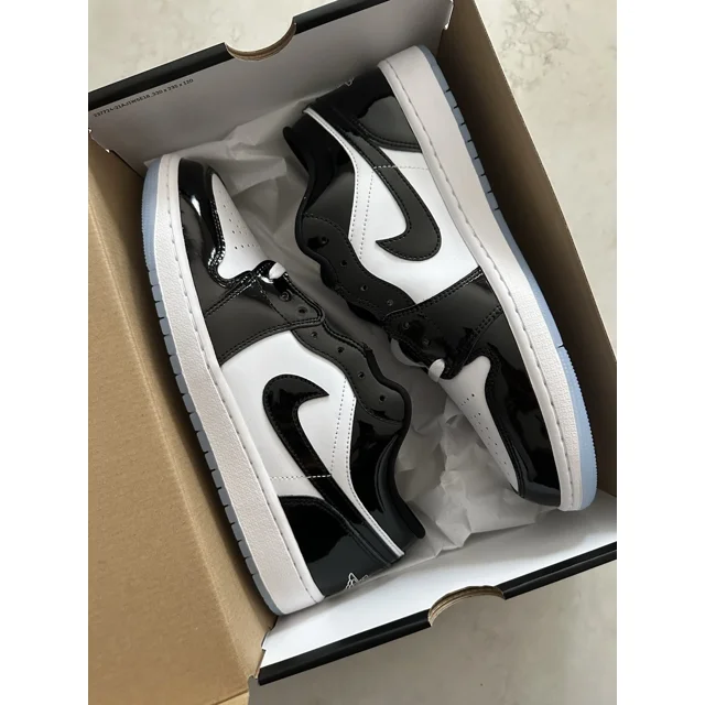 Size 12 - N I-K-E A i r-Jor-dan 1 Retro Low SE Concord White Black NEW DV1309-100