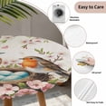 thumbnail image 6 of Birds Floral Fitted Tablecloth with Elastic Edged, Round Table Cloth for Dining Table, Farmhouse Vintage Pink Flower Leaf Waterproof Oil Proof Table Cover for Indoor Outdoor 45"-54", 6 of 8