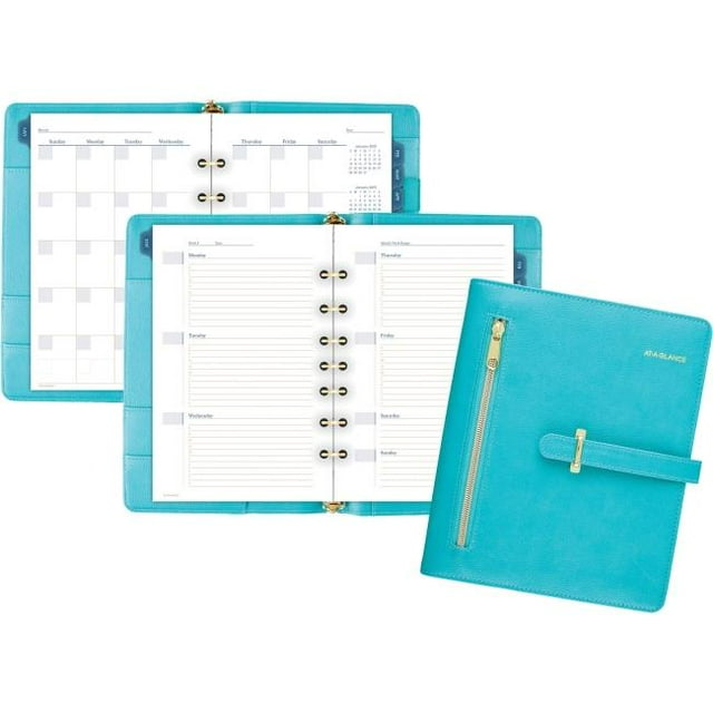 At-A-Glance AAGDR111804042 Buckle Closure Undated Desk Start Set, Teal