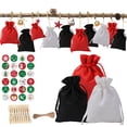 thumbnail image 1 of Boovnll 24Pcs Christmas Drawstring Gift Bags Reusable DIY Burlap Countdown Calendar Small Christmas Gift Bags with Rope & Clips for Home Party Decor, Christmas Decorations, 1 of 7