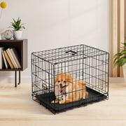 CONCETTA 24 inch Single-Door Folding Dog Crate, Portable Small Cage with Leak-Proof Pan Tray