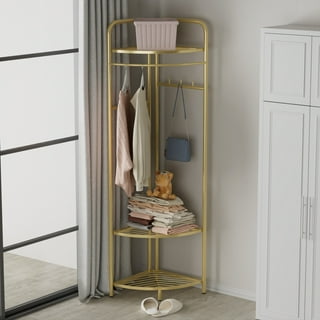 Multi-Function Corner Coat Rack, Floor Stationary Clothes Hanger