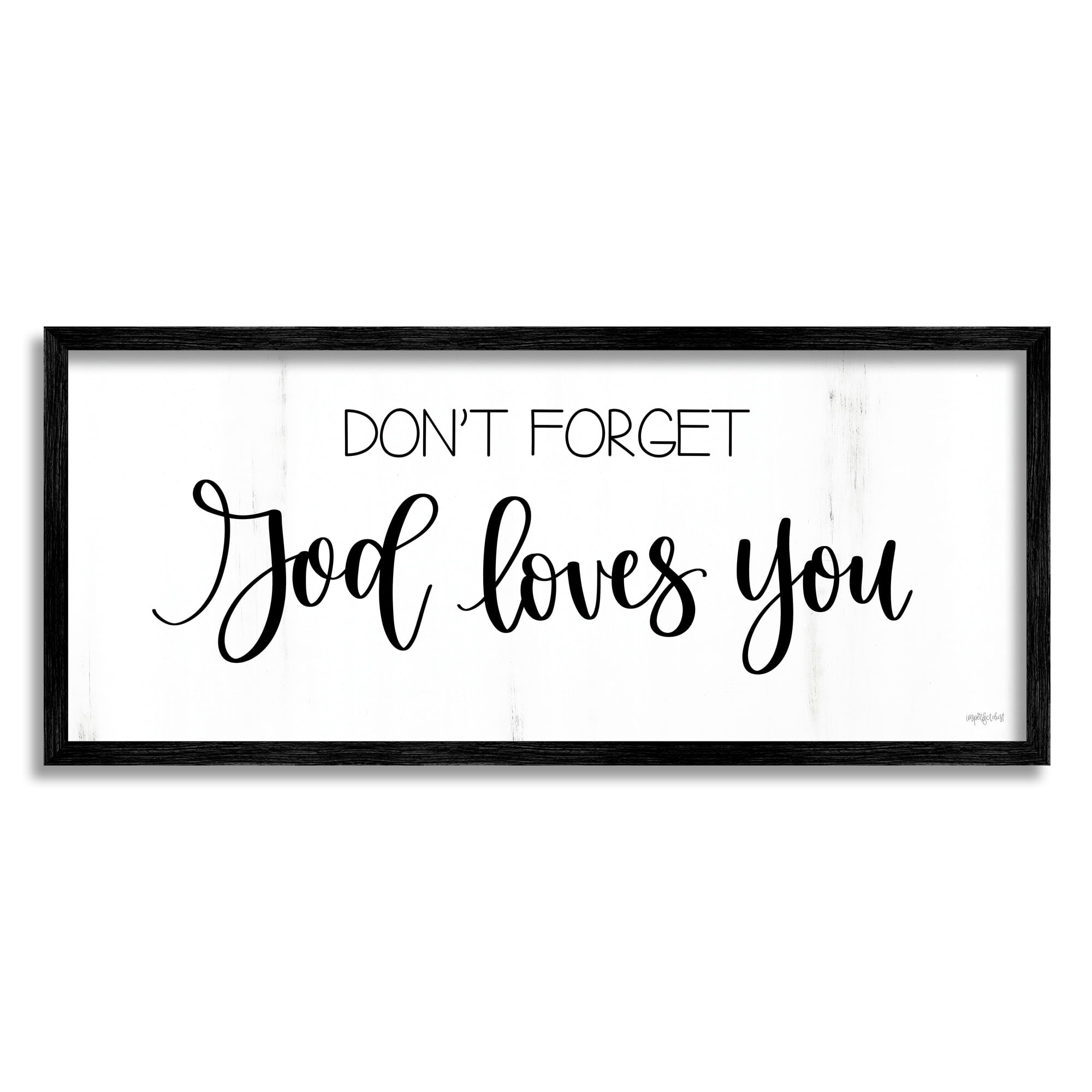 Stupell Industries God Loves You Spiritual Calligraphy Script Phrase Framed Wall Art, 24 x 10, Design by Imperfect Dust
