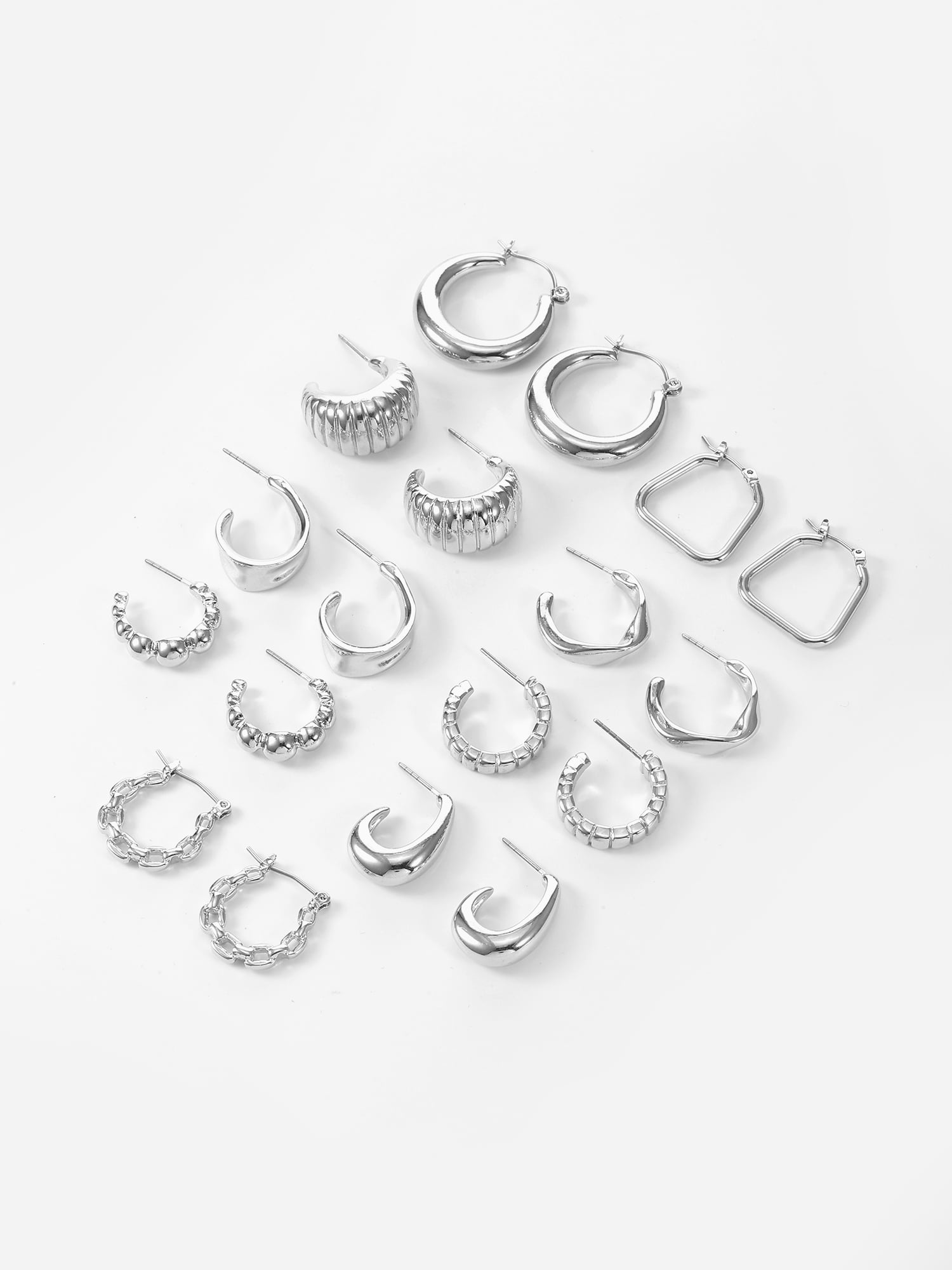Time and Tru Essential Silver Hoop Set