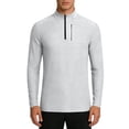 thumbnail image 2 of Quarter Zip Pullover Men Running Shirt Long Sleeve Moisture Wicking Quick Dry Athletic Workout Shirts with Zipper Pocket Big and Tall Size 4XL Gray, 2 of 9