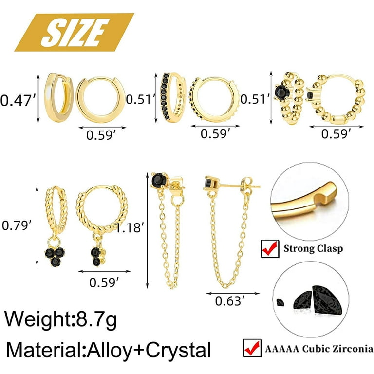 5 Pairs Gold Silver Huggies Hoop Earrings Set for Women Girls Small Dangle  Chain Hoop Earrings Jewelry for Gifts