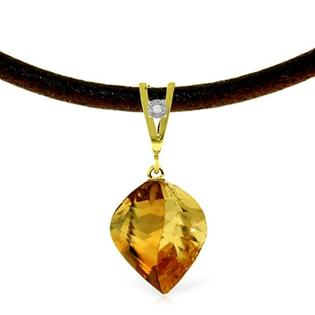 ALARRI 11.76 Carat 14K Solid Gold Savoire Vivre Citrine Necklace with 22 Inch Chain Length.