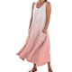 thumbnail image 1 of Vestido largo informal de verano con cuello redondo y estampado degradado para mujer, 1 of 1
