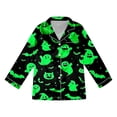 thumbnail image 6 of UJNDER Matching Family Halloween Print Pajama Long Sleeve Silk Like Sleepwear for Kids Comfortable Loungewear Party Outfit Women Green_002 L, 6 of 7