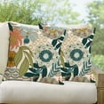 thumbnail image 2 of Boho Flowers Leaves Outdoor Pillow Covers 16x16 Inch Set of 2 Waterproof Decorative Floral Square Outdoor Pillows for Patio Furniture Couch Bench Chair, 2 of 6