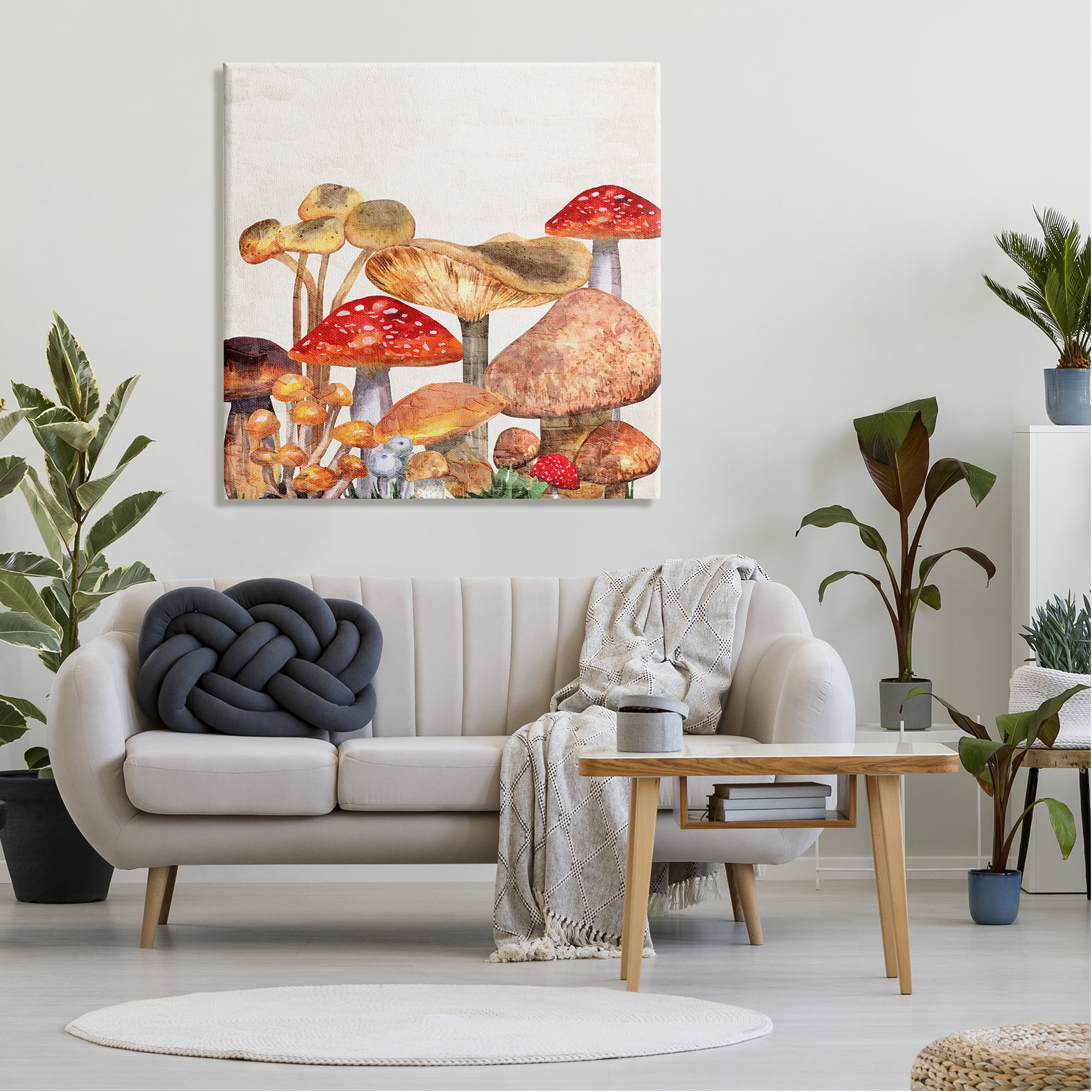 Stupell Industries Rustic Woodland Mushrooms Botanical & Floral Painting Gallery Wrapped Canvas Print Wall Art, 36 x 36