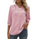 thumbnail image 2 of Tops de Mujer Blusa Informal Elegante Camisas de Gasa Con Cuello en V Botones Color Sólido Jersey 3 4 Camiseta de Manga Odeerbi ODB172629, 2 of 5