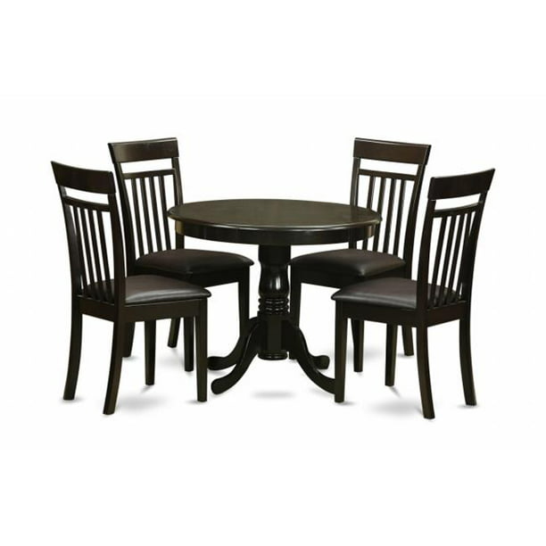 5 Piece Small Kitchen Table And Chairs, Small Round Black Dining Table And 4 Chairs Set