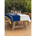thumbnail image 3 of Outdoor Tablecloth with Umbrella Hole for Patio/Picnic/Party/Camping, Modern Navy Blue Gold Waterproof Table Cloth Rectangle Table Cover Washable, Minimalist Geometric Yellow Striped (60"x 102"), 3 of 8