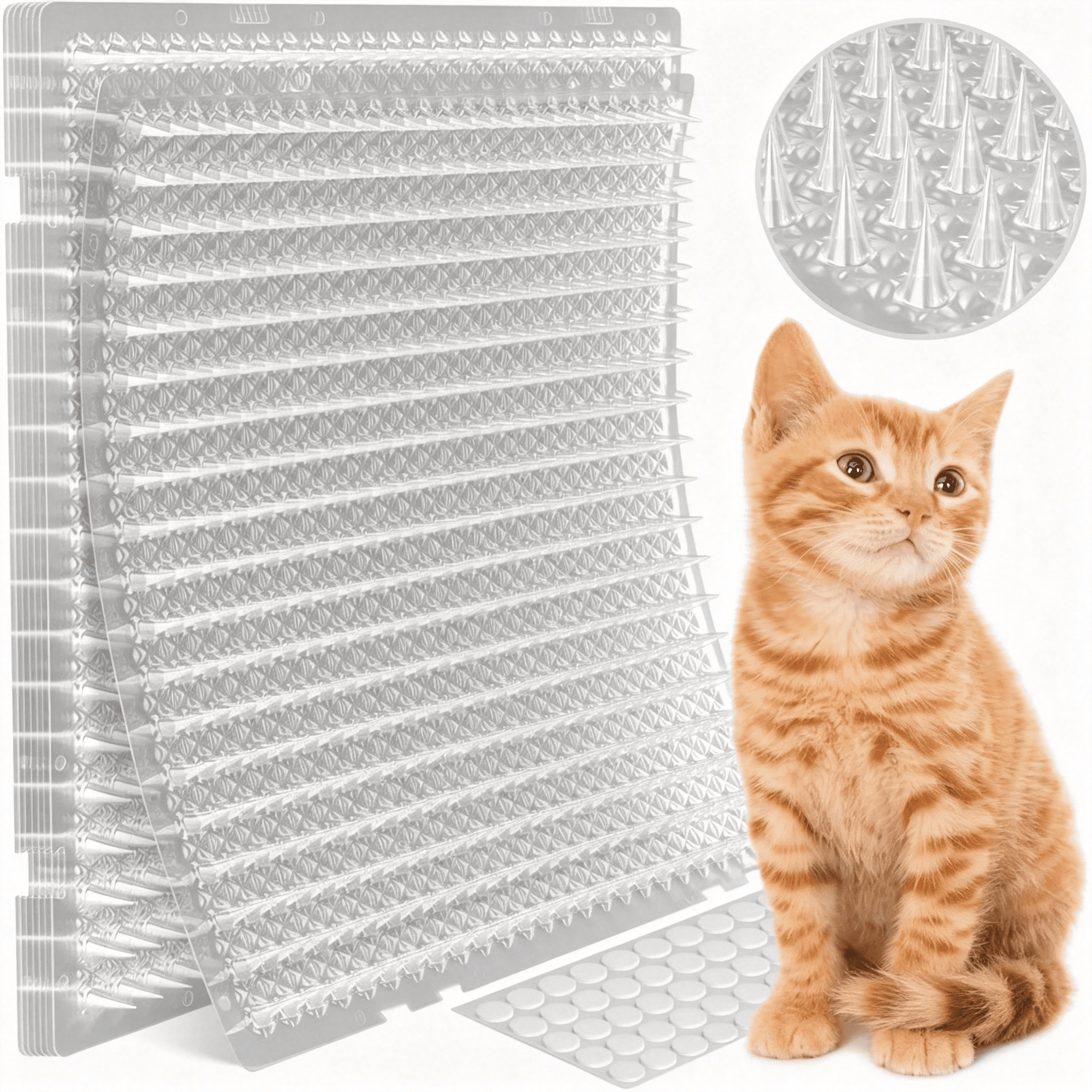 RLESO 12Pcs Scat Mat for Cats-16X13"Cat Spike Mat with 1"Spike Is a Perfect Pet Training Mat Device for Cat Repellent Indoor&Outdoor to Deter Cats&Other Animals for All Seasons