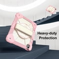 thumbnail image 6 of Dteck Case for iPad Air 13 inch 2025/2024 (M3/M2) with Pencil Holder, Shockproof Silicone + PC 3 Layer Protection Case Heavy Duty 360° Rotating Hand Strap Kickstand Cover,Pink+White, 6 of 8