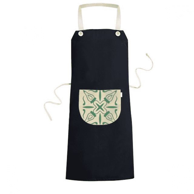 Talavera Style Decorative Green Pattern Apron Bib Sarong Cooking Baking Kitchen Pocket Pinafore