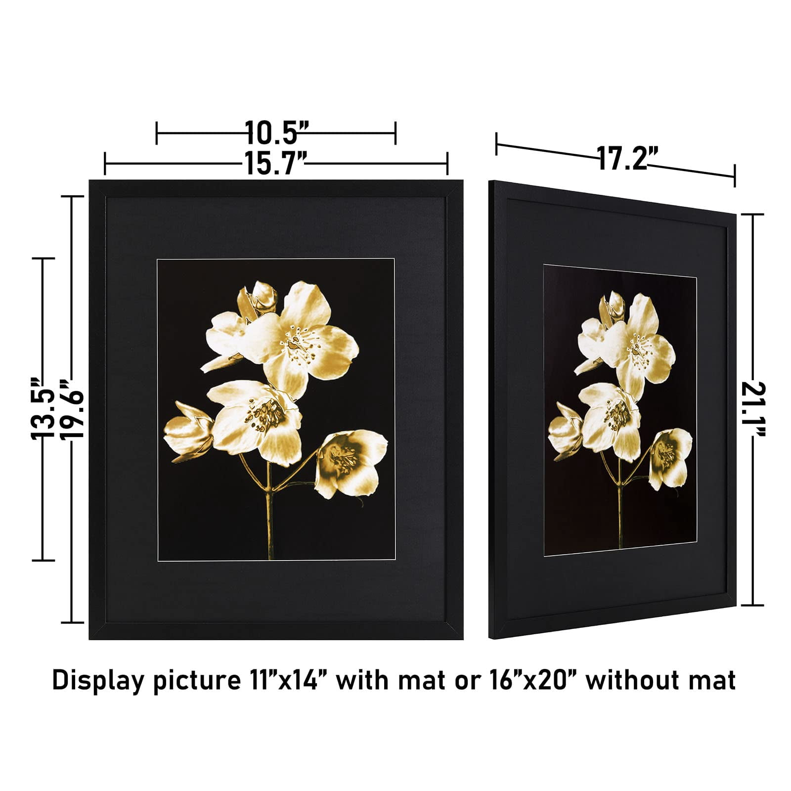 ELSKER&HOME 16x20 Picture Frame with mat for 11x14, Display 11x14 Photo with mat or 16x20 Poster frame without Mat Set of 3