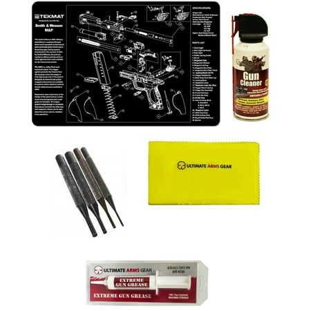 Extreme Pc - Gunsmith Cleaning Tool Gun Mat For S&W Smith & Wesson M&P Pistol + Pro Gun Cleaner Lubricant Spray Field Can + Gun Cloth + 4 pc Steel Punch Tool Takedown Disassembly Set Kit + Extreme Gun Grease