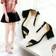 thumbnail image 2 of Trendy Chunky Heel Sandals with Hollow Open Toe and Buckle Belt - 5.5cm Heel Height, 2 of 3