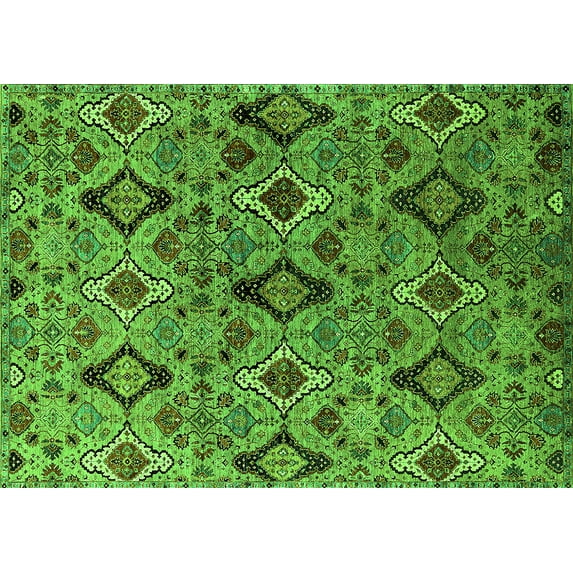Ahgly Company Indoor Rectangle Oriental Green Industrial Area Rugs, 5' x 8'