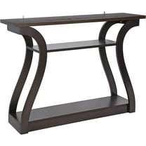 RTYJGD Console Table, 11.4"D x 47.2"W x 32.1"H Wood 3-Tier Storage, Rectangular Sofa Entryway Table with Arc Side Panels​,Brown