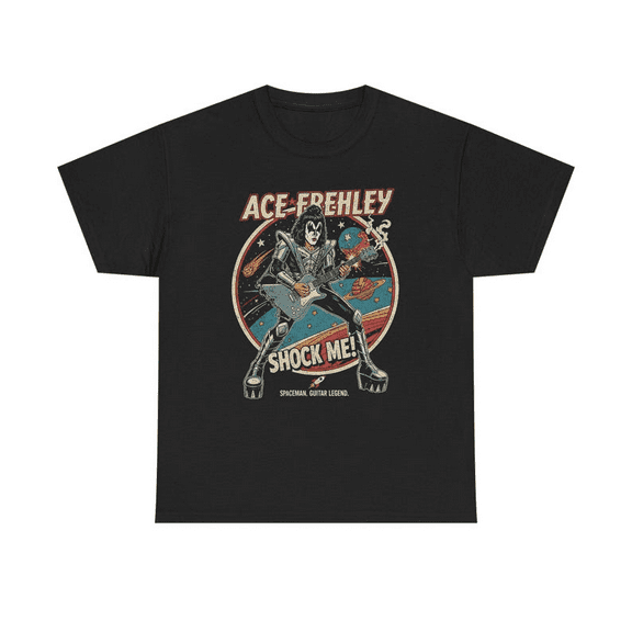 Acce FrehHley Rock Star Vintage Graphic T-Shirt, KISsz Rock Band Unisex Cotton Tee