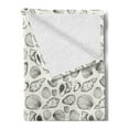 thumbnail image 2 of Nautical Soft Flannel Fleece Blanket, Sketch Style Pattern with Continuous Seashells Summer Beach Souvenirs Marine Art, Cozy Plush for Indoor and Outdoor Use, 50" x 60", Grey Ivory, by Ambesonne, 2 of 5